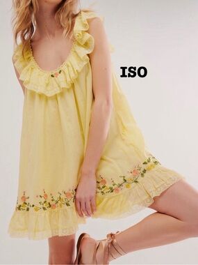 Yellow Ruffled Floral Nightie